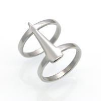 Rozsdamentes acél Finger Ring, Stainless Steel, Geometriai minta, galvanizált, különböző méretű a választás & a nő, több színt a választás, 21x6mm, 2.5mm, Méret:6-9, Által értékesített PC