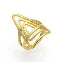 Rozsdamentes acél Finger Ring, Stainless Steel, Geometriai minta, galvanizált, egynemű & különböző méretű a választás & üreges, több színt a választás, 27mm, Méret:6-9, Által értékesített PC