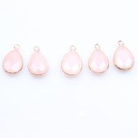 Μενταγιόν Φυσικό χαλαζία, Rose Quartz, Teardrop, DIY & πολύπλευρη, ροζ, 22x14mm, Sold Με PC