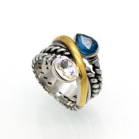 Anillo de dedo cristalino del acero inoxidable, con Cristal, chapado, diverso tamaño para la opción & para mujer, más colores para la opción, 17mm, tamaño:6-10, Vendido por UD