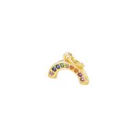 Messing hanger met micro-paved kubieke zirconia's, Regenboog, gold plated, micro pave zirconia, 11x8mm, Gat:Ca 4mm, 20pC's/Lot, Verkocht door Lot