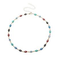 Evil Eye sieraden ketting, Messing, met glazuur, plated, voor vrouw, meer kleuren voor de keuze, nikkel, lood en cadmium vrij, Per verkocht 13.77 inch Strand