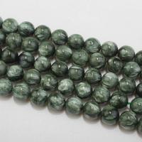 Seraphinite خرزة, جولة, مصقول, المستدامه & ديي & حجم مختلفة للاختيار, أخضر, تباع بواسطة حبلا