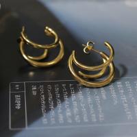 Titanium Stål Hoop Earring, mode smykker, gylden, 2.2CM, Solgt af par