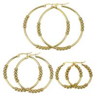 Mens Stainless Steel Hoop orecchino, acciaio inox, placcato, gioielli di moda & formato differente per scelta & per la donna, oro, Venduto da coppia