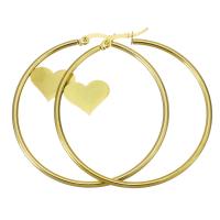 Mens Stainless Steel Hoop orecchino, acciaio inox, Cerchio, placcato, gioielli di moda & per la donna, oro, 50x52mm, Venduto da coppia