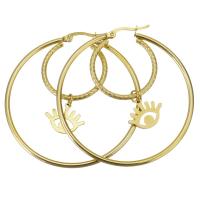 Brinco de argola de aço inoxidável de Mens, Roda, banhado, joias de moda & para mulher, dourado, 50x52mm, vendido por par