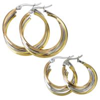 Mens Stainless Steel Hoop Korvakorut, Ruostumaton teräs, päällystetty, muoti korut & erikokoisia valinnalle & naiselle, Myymät Pair