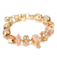 European Bracelet Zinc Alloy with Lampwork & Rhinestone fashion jewelry & for woman golden 19+4CM Sold By PC