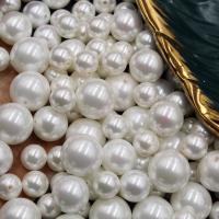 Üveg Pearl Gyöngyök, Kerek, galvanizált, DIY & különböző méretű a választás, fehér, 50PC-k/Bag, Által értékesített Bag