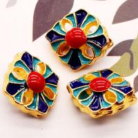 Cloisonne Perlen, Zinklegierung, mit Emaille, Modeschmuck & DIY, goldfarben, 16x15mm, verkauft von PC