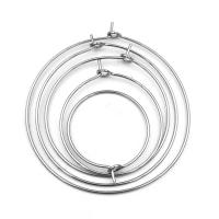 Stainless Steel Hoop Earring Component Round silver color plated DIY silver color Sold By Bag