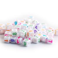 Number Acrylic Bead Square epoxy gel DIY Sold By Bag