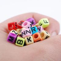 Alphabet Acrylic Beads Square epoxy gel DIY Sold By Bag