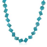 Turquoise geansaí Necklace Slabhra, Turquoise Nádúrtha, do bhean, glas dorcha, 14mm, Díolta Per 23.6 Inse Snáithe