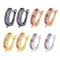 ottone Individuazione di orecchino huggie Hoop, placcato, Micro spianare cubic zirconia, nessuno, 18*14mm, 5Pairspaio/lotto, Venduto da lotto