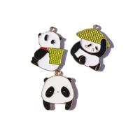 Zinc Alloy Enamel Pendants Panda gold color plated DIY nickel lead & cadmium free Sold By Bag