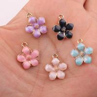 Zinc Alloy Enamel Pendants Flower gold color plated DIY Sold By Bag