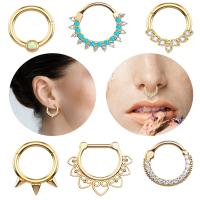 Bijoux de Piercing nez en laiton, acier inoxydable, avec Opale & turquoise, Placage, styles différents pour le choix & pavé de micro zircon, plus de couleurs à choisir, 8mm,10mm, Vendu par PC