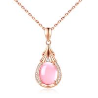 Zink Alloy Halsband, med Rose Quartz, mode smycken, rosa, 40MM, Säljs av PC