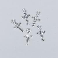 Zinklegering Cross Hangers, Zinc Alloy, antiek zilver plated, DIY, nikkel, lood en cadmium vrij, 16x8x1.20mm, 300pC's/Bag, Verkocht door Bag