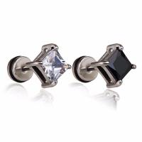 Titan Stål Stud Earring, med Cubic Zirconia, plated, mode smycken & Unisex, fler färger för val, 8x15mm, Säljs av PC