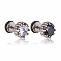 Titan Stål Stud Earring, med Cubic Zirconia, plated, mode smycken & Unisex, fler färger för val, 8x15mm, Säljs av PC