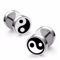 Titanium Stål Stud Earring, forgyldt, mode smykker & Unisex, flere farver til valg, 8mm, Solgt af PC