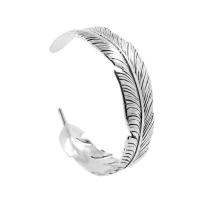 Titanium Stål Cuff Bangle, Feather, forgyldt, Unisex, flere farver til valg, 60x10mm, Solgt af PC