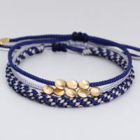 Fashion Bracelet & Bangle Jewelry Knot Cord with Brass three pieces & fashion jewelry dark blue Sold By Strand