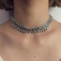 Divat nyaklánc Choker, Cink ötvözet, galvanizált, a nő, nikkel, ólom és kadmium mentes, Hossz 11.02 inch, 30Strands/Lot, Által értékesített Lot