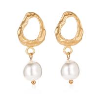 Sinc Alloy Earrings, le Pearl Plaisteacha, plátáilte, jewelry faisin, óir, Díolta De réir Péire