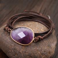 Quarz Armbänder, Amethyst, mit Lederband, Modeschmuck, keine, verkauft von PC