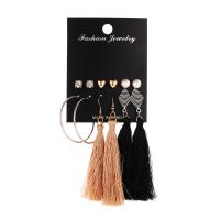 Zinc Alloy Oorbel Set, Stud Oorbel & oorbel, met Plastic Pearl, mode sieraden & met strass, meer kleuren voor de keuze, 6paren/Stel, Verkocht door Stel