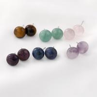 Gemstone Fülbevaló, Sárgaréz, -val Természetes kő, divat ékszerek & DIY, több színt a választás, 12X7MM, Által értékesített pár