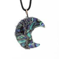 Abalone Schelp Hanger, Maan, plated, mode sieraden & uniseks, meer kleuren voor de keuze, 35x30mm, Verkocht door PC