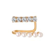 Fashion Øreringe Cuff, Zinc Alloy, med Plastic Pearl, forgyldt, for kvinde & med rhinestone, flere farver til valg, nikkel, bly & cadmium fri, 15mm, Solgt af PC