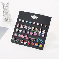 Zinc Alloy Stud Oorbellen Set, met glazuur, plated, mode sieraden & voor vrouw, nikkel, lood en cadmium vrij, Verkocht door Stel