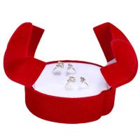 Katoenfluweel Paar Ring Box, Hart, rood, 66x66x50mm, Verkocht door PC