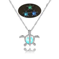 Zinc Alloy Halsketting, met Nacht-licht + steen, mode sieraden, meer kleuren voor de keuze, 2.5cm*2.4cm, Verkocht door Strand