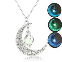 luminated Ketting, Zinc Alloy, met Nacht-licht + steen, mode sieraden, meer kleuren voor de keuze, nikkel, lood en cadmium vrij, 45+5CM   3.2*x3.5cm, Verkocht door Strand