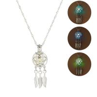 luminated Ketting, Zinc Alloy, met Nacht-licht + steen, mode sieraden, meer kleuren voor de keuze, 45+5CM   4x1.4cm, Verkocht door Strand