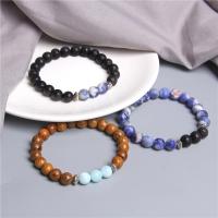 Gemstone Bracelets Rose Quartz & Black Lava & Grain Stone & Sodalite with Zinc Alloy Spacer Round fashion jewelry 19cm Sold By Strand