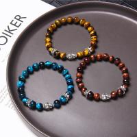 Pulseras de ojo de tigre natural, Piedra natural, con metal, Esférico, Joyería & unisexo, más colores para la opción, 19cm, Vendido por Sarta