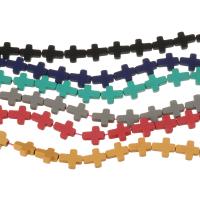 Niet-magnetische Hematiet kralen, Oversteken, plated, verschillende kleur en patroon naar keuze, meer kleuren voor de keuze, 10x8x3mm, Gat:Ca 1mm, 41pC's/Strand, Per verkocht 16 inch Strand