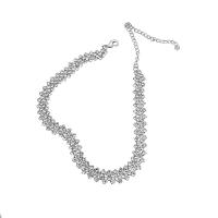 Divat nyaklánc Choker, Cink ötvözet, galvanizált, a nő & strasszos, Naponta eladott Kb 14.72 inch Strand