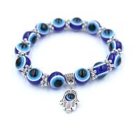 Evil Eye Biżuteria Bransoletka, żywica, ze Stop cynku, dla kobiety, dostępnych więcej kolorów, 10mm, sprzedawane na około 7.87 cal Strand