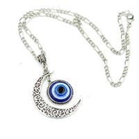 Evil Eye sieraden ketting, Zinc Alloy, met Lampwork, plated, voor vrouw, blauw, Per verkocht Ca 10.23 inch Strand