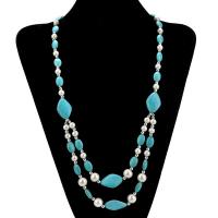 Turquoise geansaí Necklace Slabhra, le Pearl Plaisteacha, plátáilte, jewelry faisin & do bhean, dathanna níos mó le haghaidh rogha, Díolta De réir Snáithe