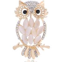 Zinc Alloy Brocher, Owl, forgyldt, mode smykker & Unisex & med rhinestone, nikkel, bly & cadmium fri, 57x35mm, 10pc'er/Lot, Solgt af Lot